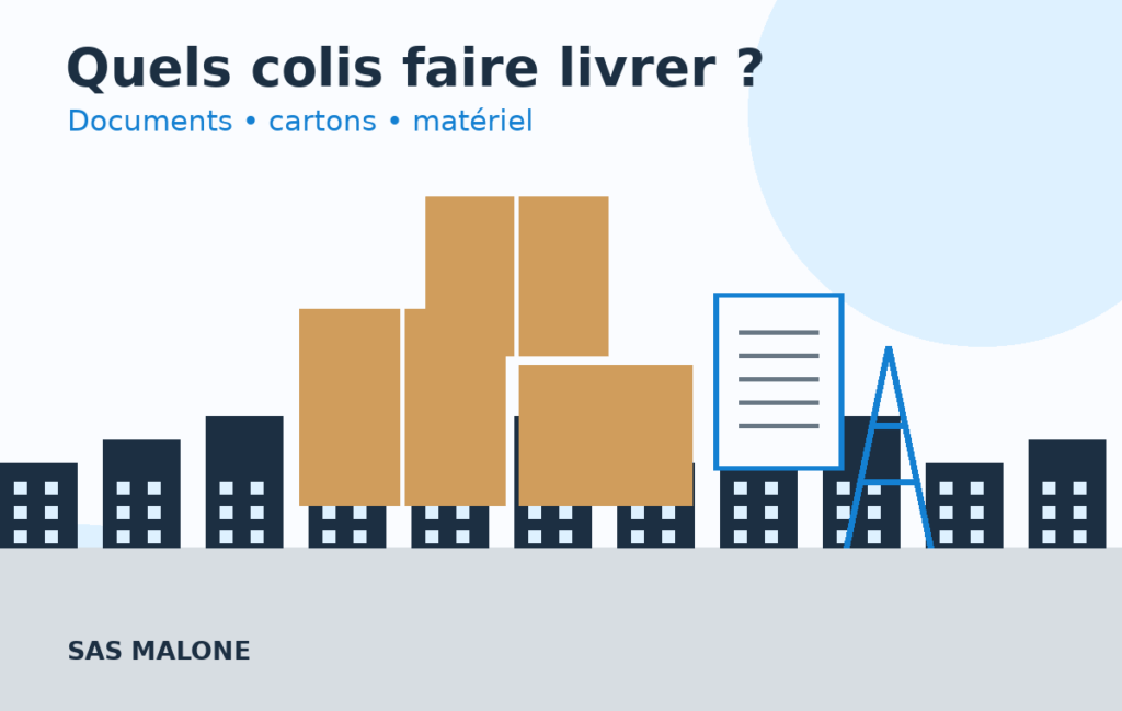 Documents, cartons et matériel pouvant être livrés à Paris